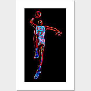 Michael Jordan Sky Vintage Neon Effect Posters and Art